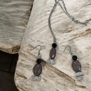 Artisan Purple and Black Beaded Earrings